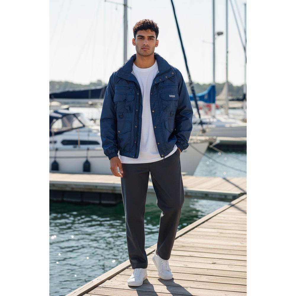Helly Hansen Mens Navy Blue Sailing Jacket Nautical Utility Full Zip Coat Large